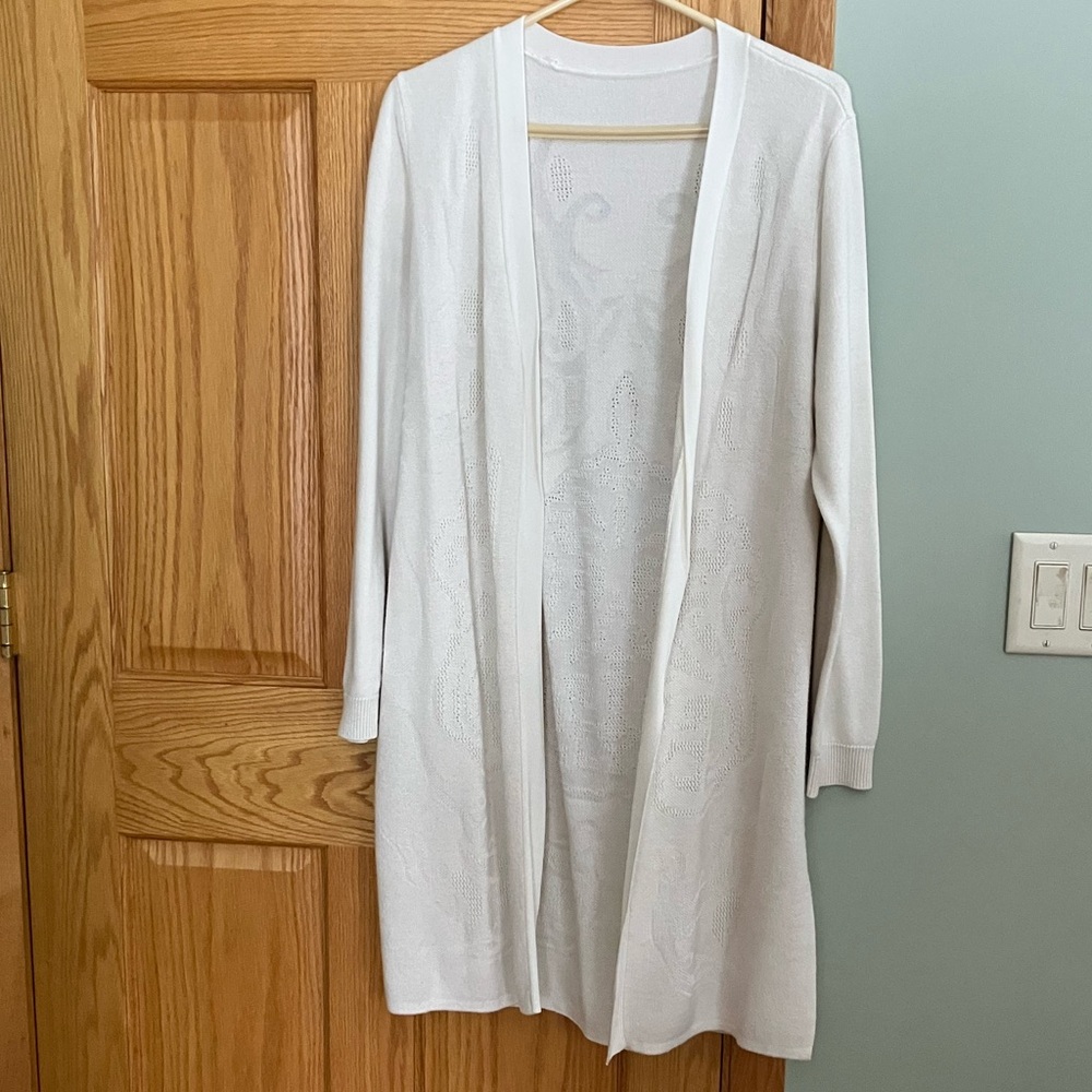 Chicos Cream Open-Front Cardigan